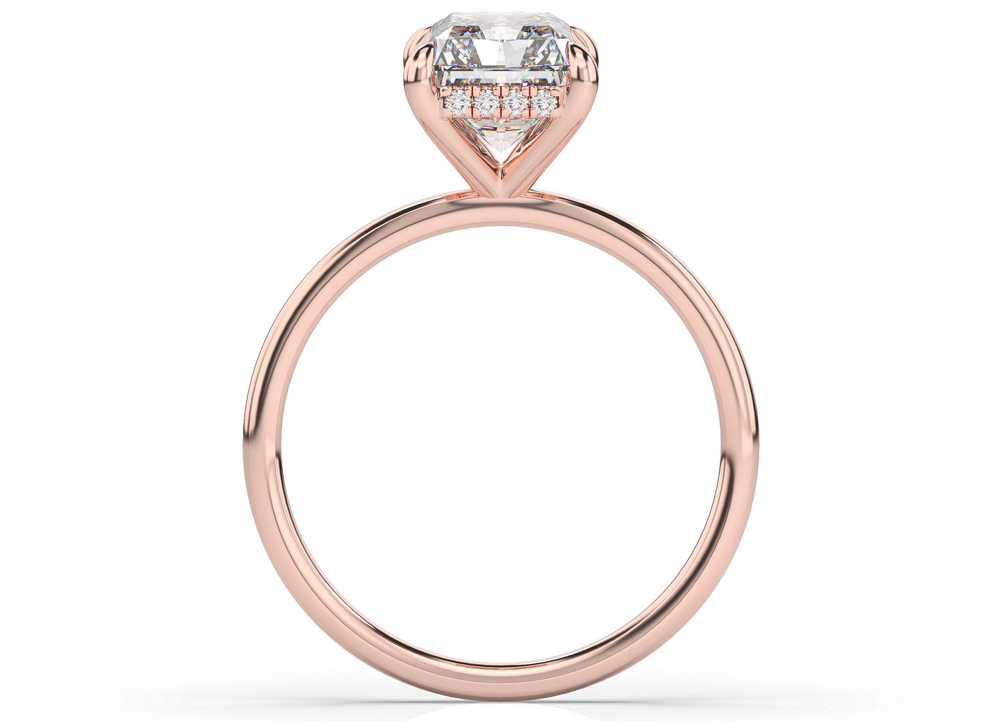 Radiant Hidden Halo Thin Band Engagement Ring